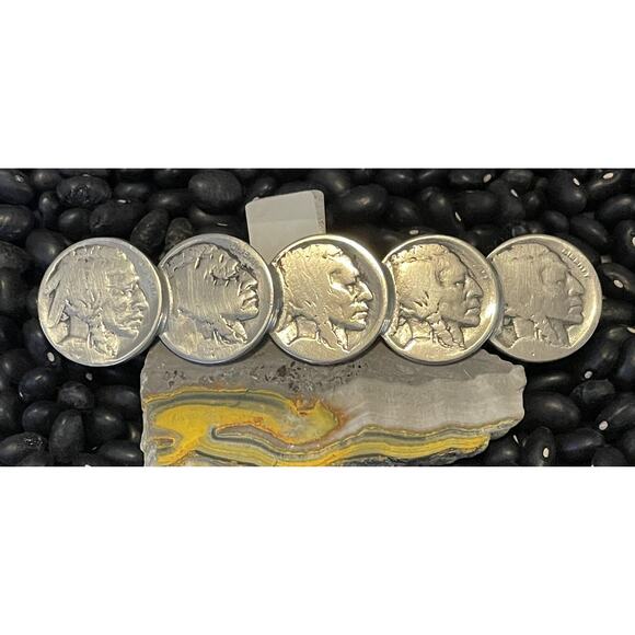 Native American Silver Indian Chief Head Coin Buffalo Nickel Hair Clip Barrette main image 4